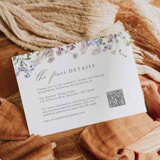 Wildblume-Hochzeitdetails - QR-Code Begleitkarte
