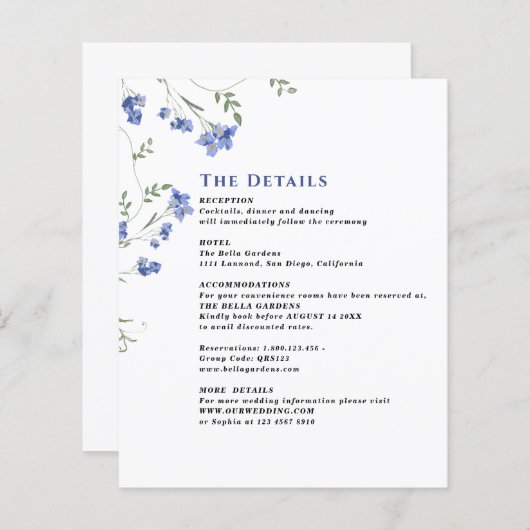 Wildblume Hochzeiten QR C-Umschließungskarten für  (Vorne/Hinten)