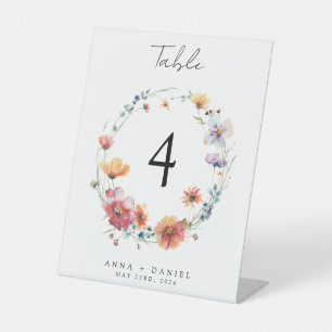 Wildblume Hochzeiten von Wasserfarben Tischnummer Sockelschild