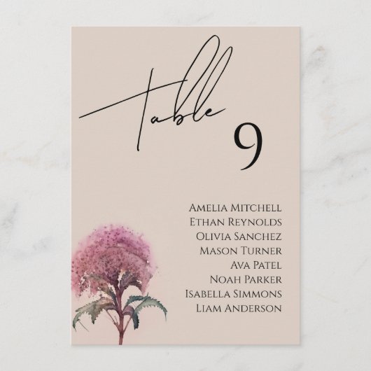 Wildblume Hochzeitkarte Menükarte (Vorderseite)