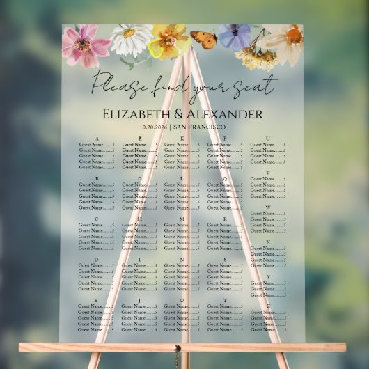 Wildblume Hochzeitsakkord Acrylschild (Neutral)