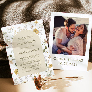 Wildblume Hochzeitseinladung, Boho-Blumenarsch Einladung