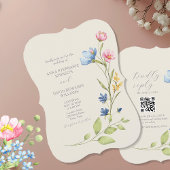 Wildblume Hochzeitseinladung mit QR-Code Einladung
