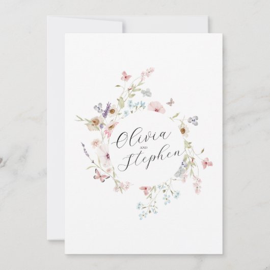 Wildblume Hochzeitseinladung, Sommerhochzeit Einladung (Rückseite)