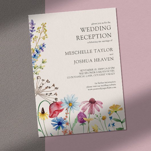 Wildblume Hochzeitsempfang nur Land Blumenstrauß Einladung