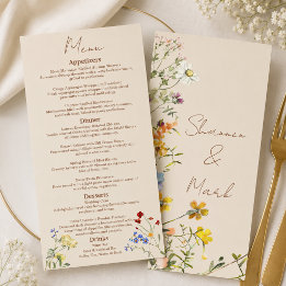 Wildblume Hochzeitsessen Menükarte