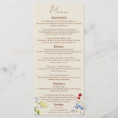 Wildblume Hochzeitsessen Menükarte (Vorderseite)