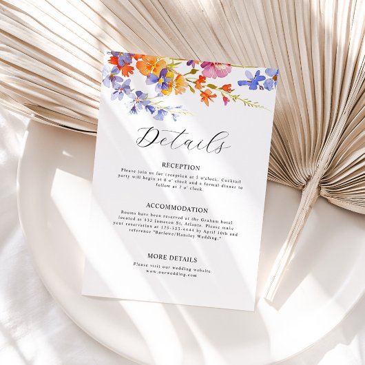 Wildblume Hochzeitsfeier Begleitkarte
