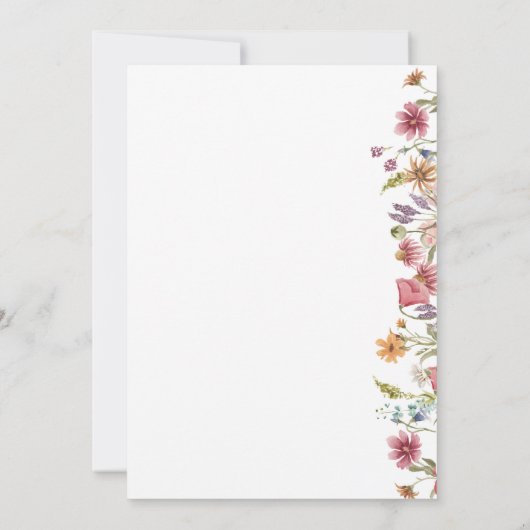 Wildblume Hochzeitsfeier Einladung (Rückseite)