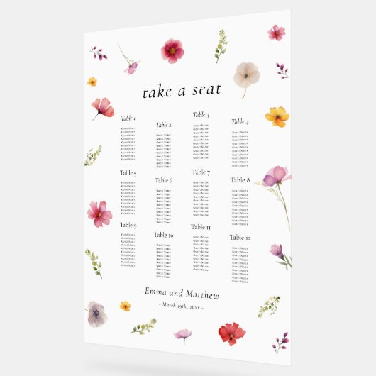 Wildblume Hochzeitskarte Akryllische Zeichen Acrylschild (Winkel)