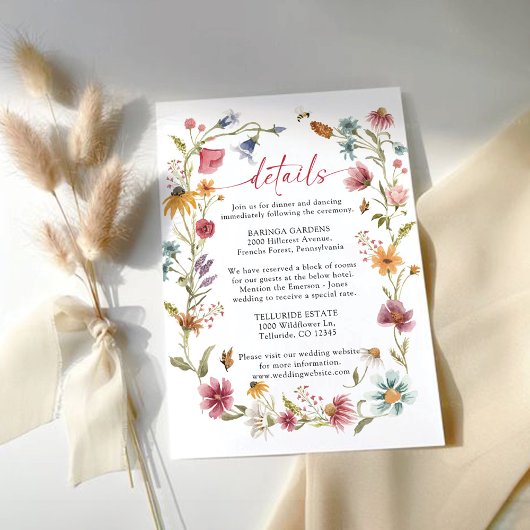 Wildblume Hochzeitskarte Begleitkarte