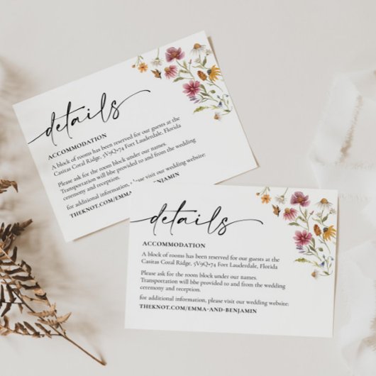 Wildblume-Hochzeitskarte Begleitkarte
