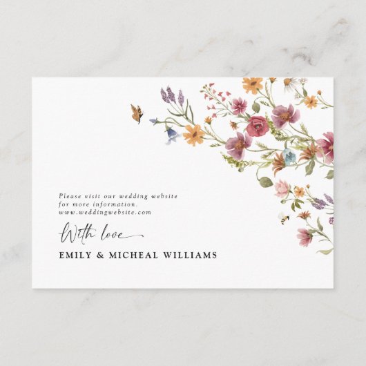 Wildblume Hochzeitskarte Begleitkarte (Rückseite)