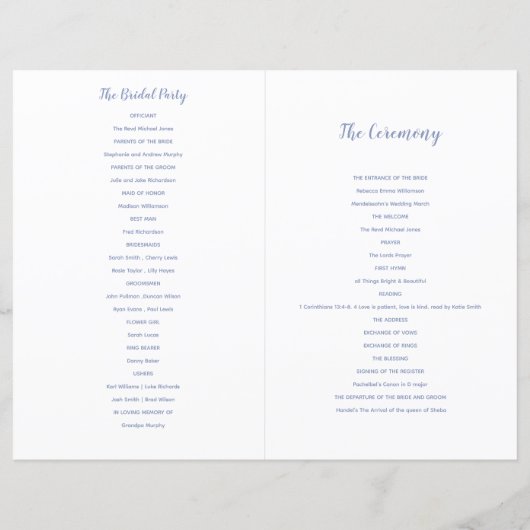 Wildblume-Hochzeitsordnung (Rückseite)