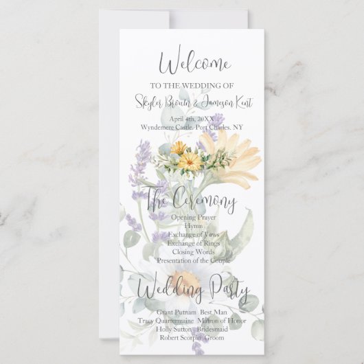 Wildblume-Hochzeitsprogramm (Vorderseite)