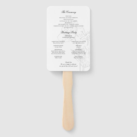 Wildblume Hochzeitsprogramm Fächer (Rückseite)