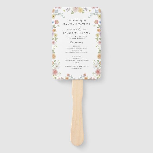 Wildblume-Hochzeitsprogramm Fächer (Vorderseite)