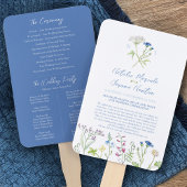 Wildblume Hochzeitsprogramm für botanisch-blaue Wa Fächer