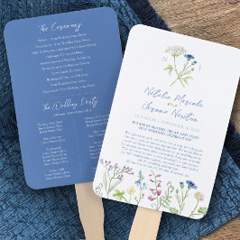 Wildblume Hochzeitsprogramm für botanisch-blaue Wa Fächer
