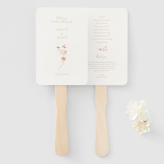 Wildblume Hochzeitsprogramm für Elfenbeinkartentou Fächer (Vorne und Hinten)