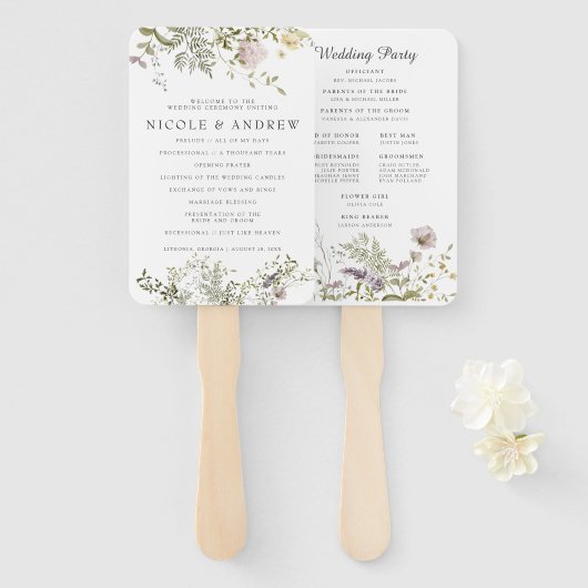Wildblume | Hochzeitsprogramm Hand Fan Fächer (Vorne und Hinten)