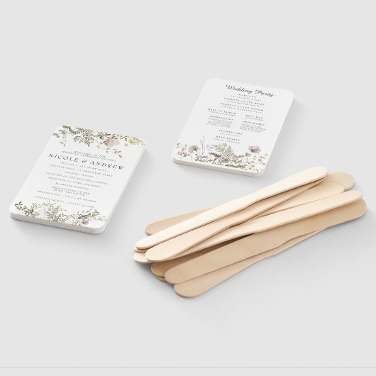 Wildblume | Hochzeitsprogramm Hand Fan Fächer (Non-assembled)