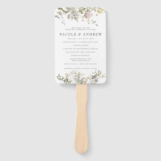 Wildblume | Hochzeitsprogramm Hand Fan Fächer (Vorderseite)