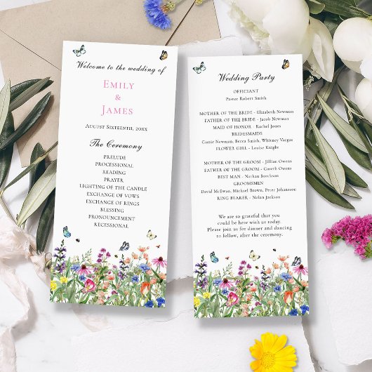Wildblume Hochzeitsprogramm Programm