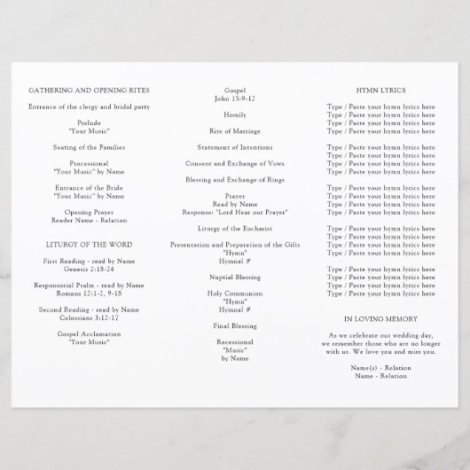 Wildblume-Hochzeitsprogramm von Periwinkle (Rückseite)