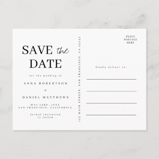 Wildblume Hochzeitssache Datum Postkarte speichern (Rückseite)