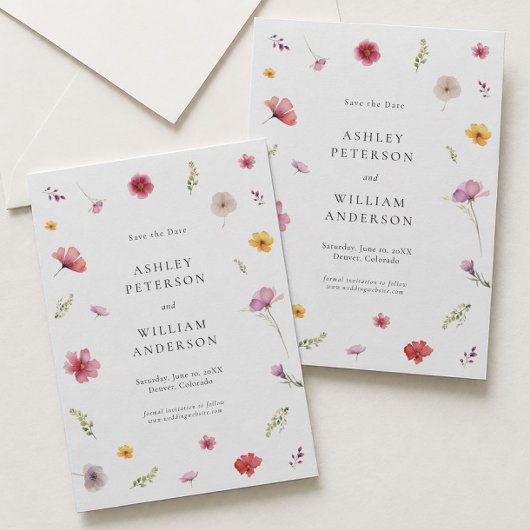 Wildblume Hochzeitssache Datum speichern Einladung