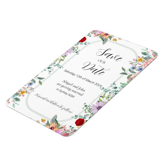 Wildblume Hochzeitssache Datum speichern Magnet (Linke Seite)