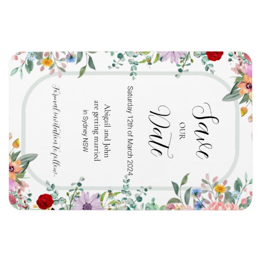 Wildblume Hochzeitssache Datum speichern Magnet (Horizontal)