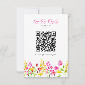 Wildblume Hochzeitsskript RSVP QR-Code Karte (Vorderseite)
