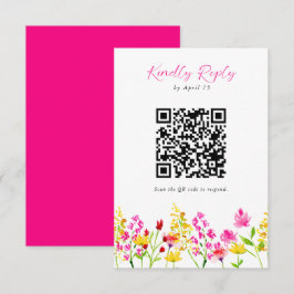 Wildblume Hochzeitsskript RSVP QR-Code Karte