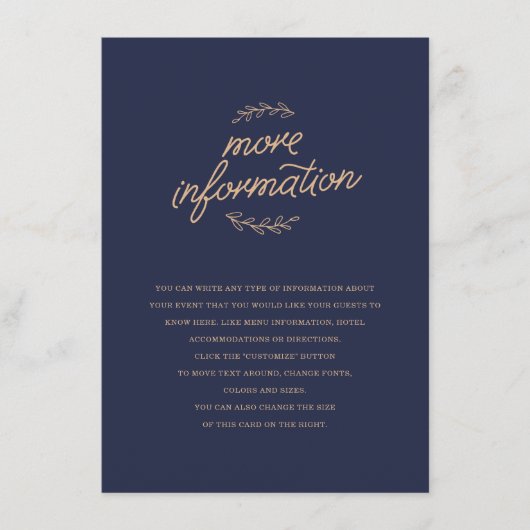 Wildblume-Hochzeitstich Begleitkarte (Vorderseite)