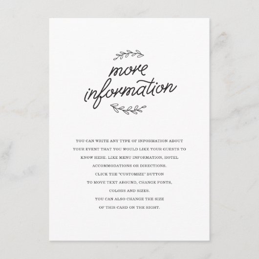 Wildblume-Hochzeitstich Begleitkarte (Vorderseite)