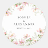 Wildblume Hochzeitsticker Runder Aufkleber (Vorderseite)