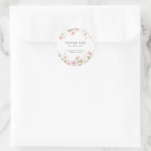 Wildblume Hochzeitsticker Runder Aufkleber (Tasche)