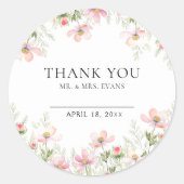 Wildblume Hochzeitsticker Runder Aufkleber (Vorderseite)