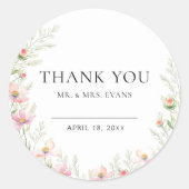 Wildblume Hochzeitsticker Runder Aufkleber (Vorderseite)