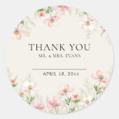 Wildblume Hochzeitsticker Runder Aufkleber (Vorderseite)