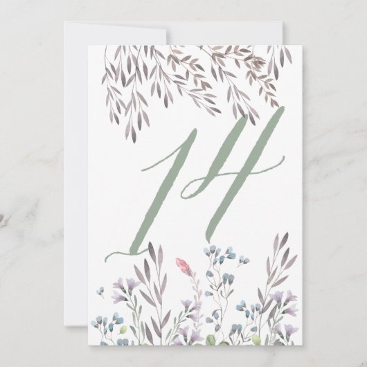 Wildblume Hochzeitstisch Nr. 14 beidseitig Einladung (Vorderseite)