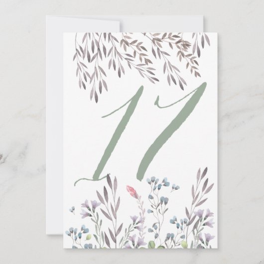 Wildblume Hochzeitstisch Nr. 17 beidseitig Einladung (Vorderseite)