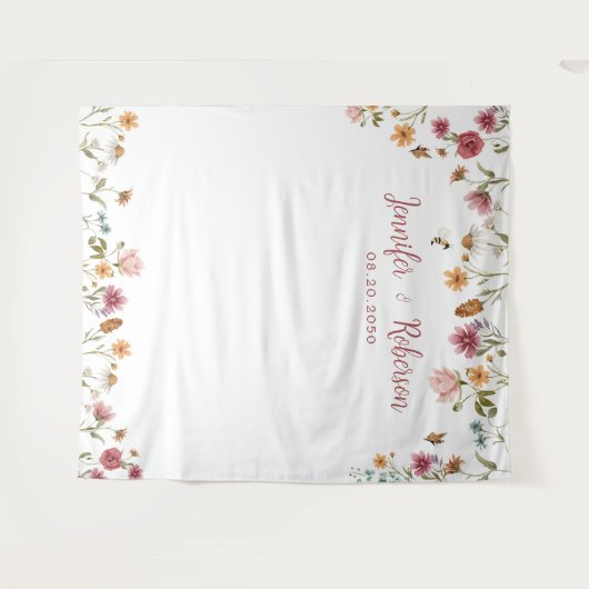 Wildblume-Hochzeitstorte Wandteppich (Vorderseite (Horizontal))