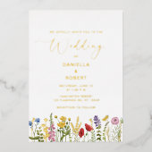 Wildblume Hochzeitswasser Folieneinladung (Vorderseite)