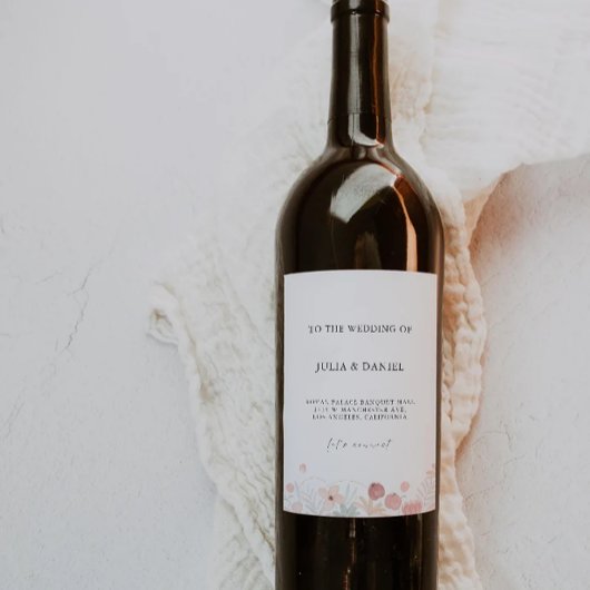 Wildblume Hochzeitsweinflaschenlabel Vorlage Weinetikett