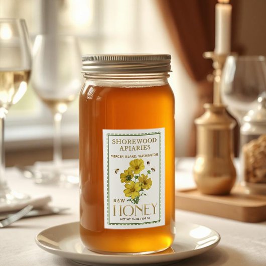 Wildblume Honey 2x3" Realistische Bienen gestriche Lebensmitteletikett