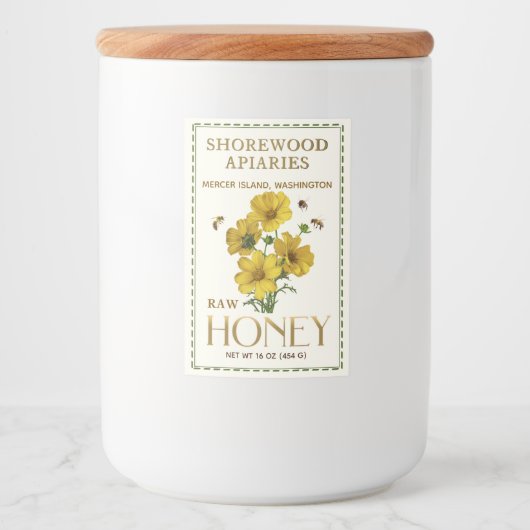 Wildblume Honey 2x3" Realistische Bienen gestriche Lebensmitteletikett (Vorderseite)