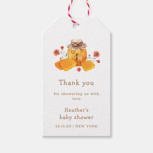 Wildblume Honey Bee Vielen Dank Baby Dusche Geschenkanhänger (Vorderseite)